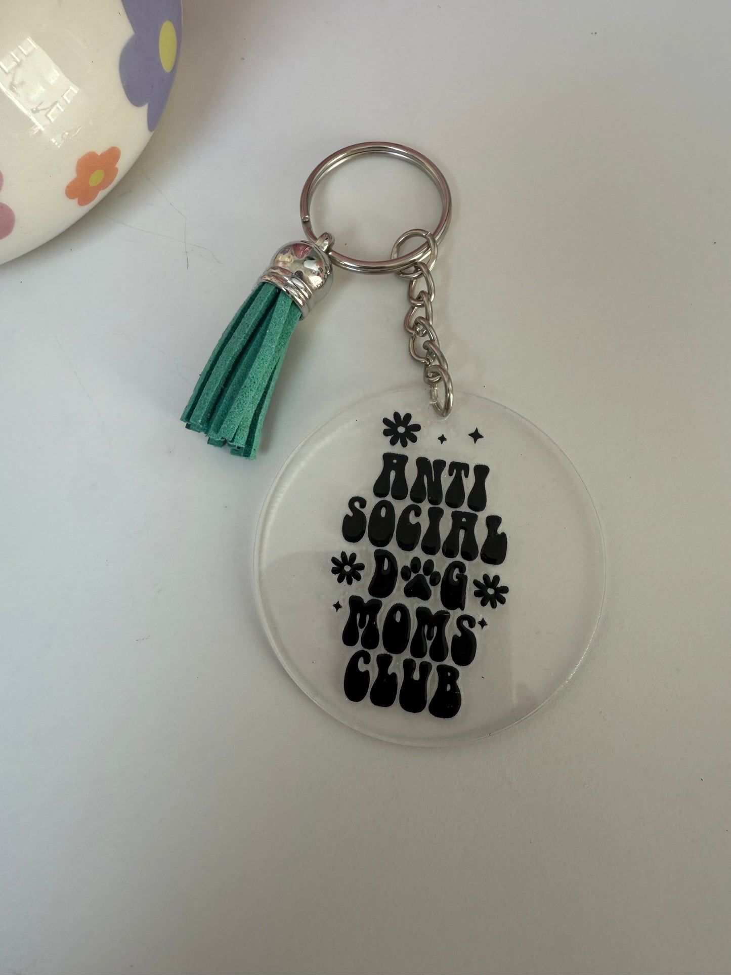 Anti Social Dog Moms Club Keyring