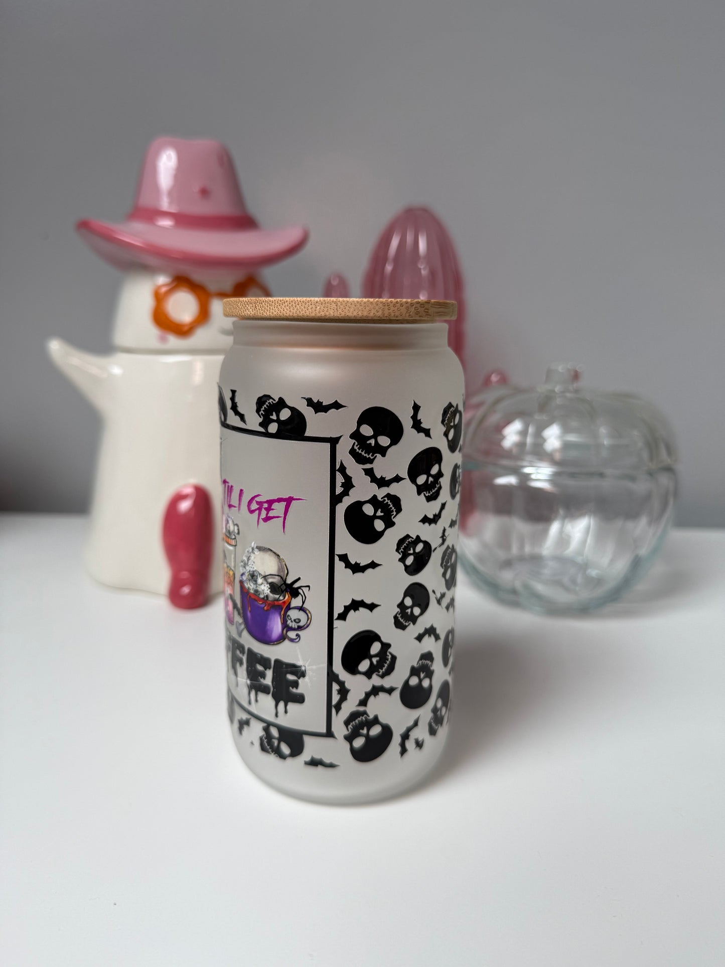 Scary til I get Coffee Oopsie Glass Can