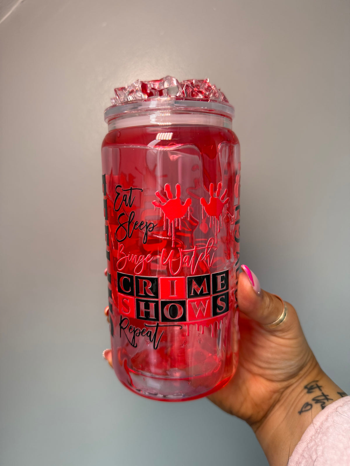 Blood Drip Crime Shows Glass Can