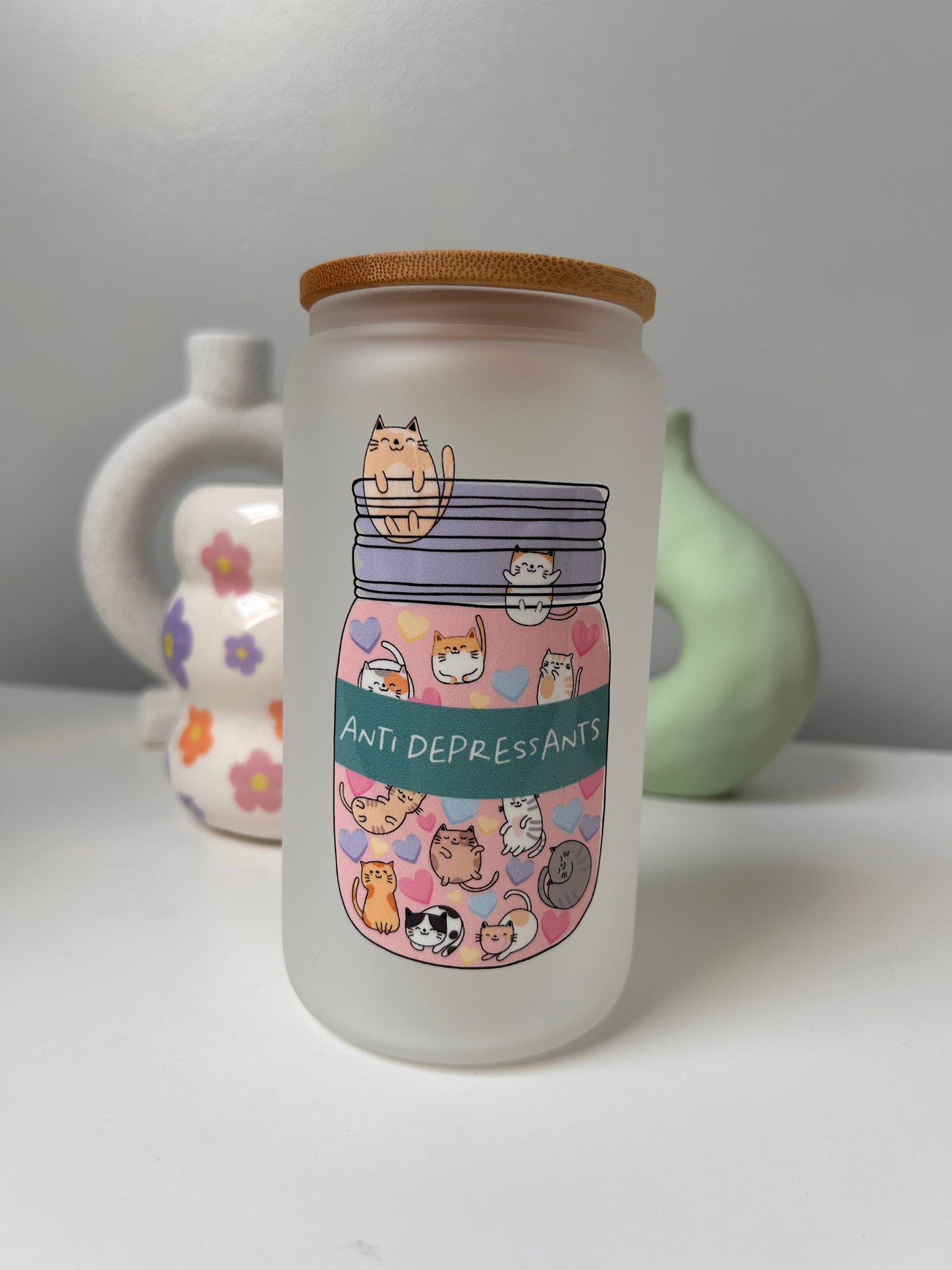 Antidepressants Jar of Cats Glass Can