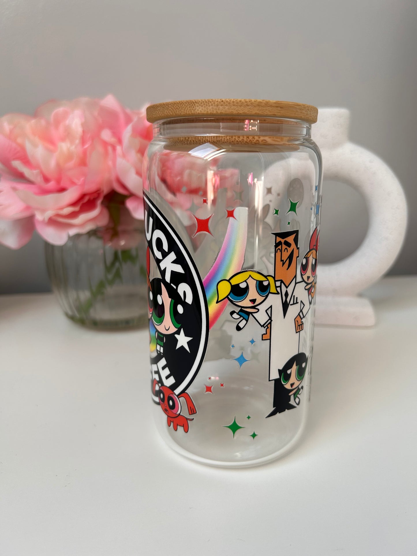 Cute Powerpuff Girls Glass Can