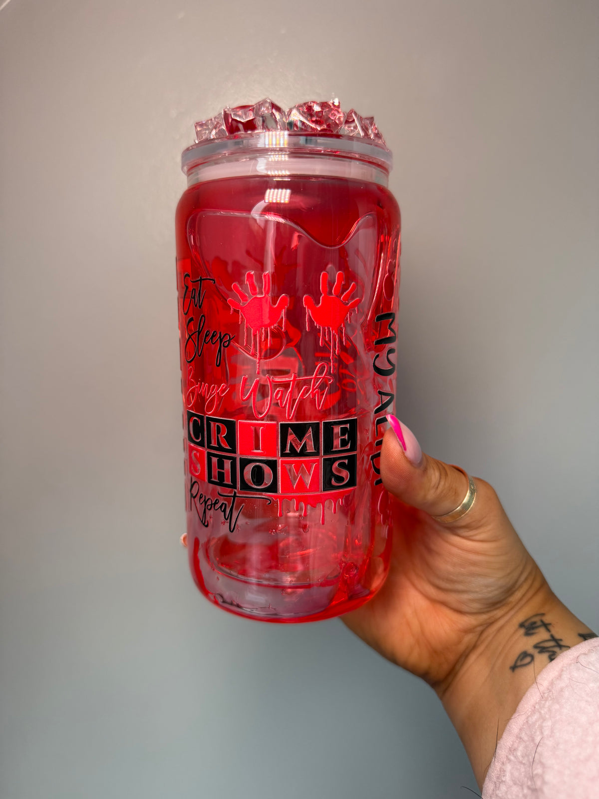 Blood Drip Crime Shows Glass Can