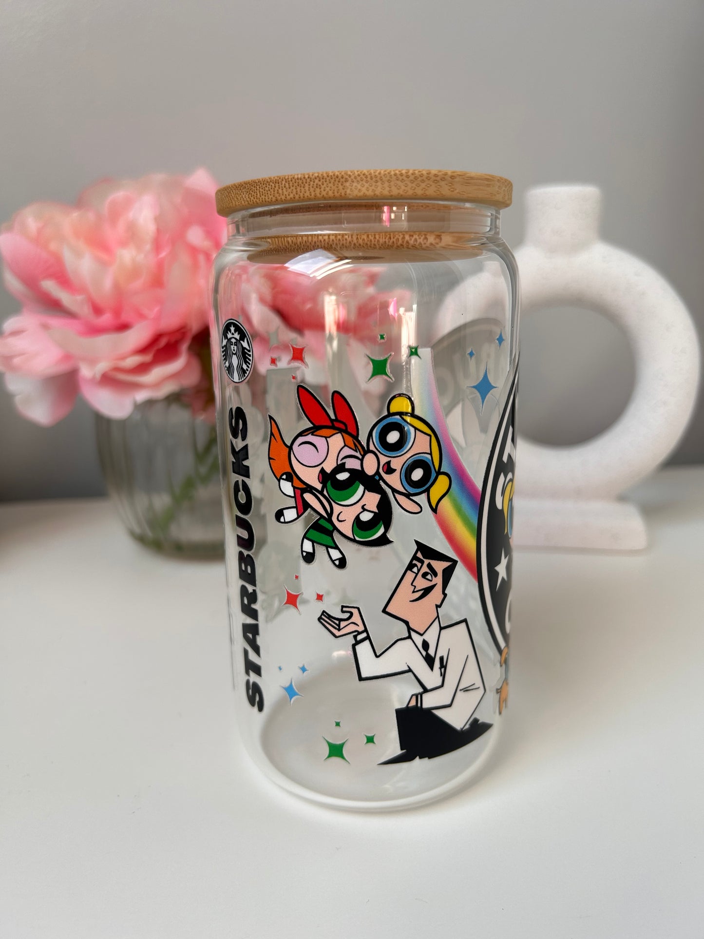 Cute Powerpuff Girls Glass Can