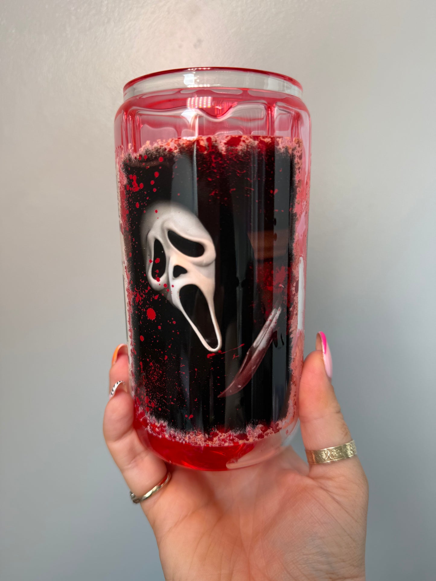 Blood Drip Scream Glass Can