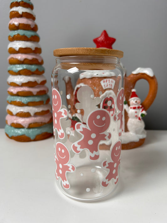 Gingerbread Men Glass Can