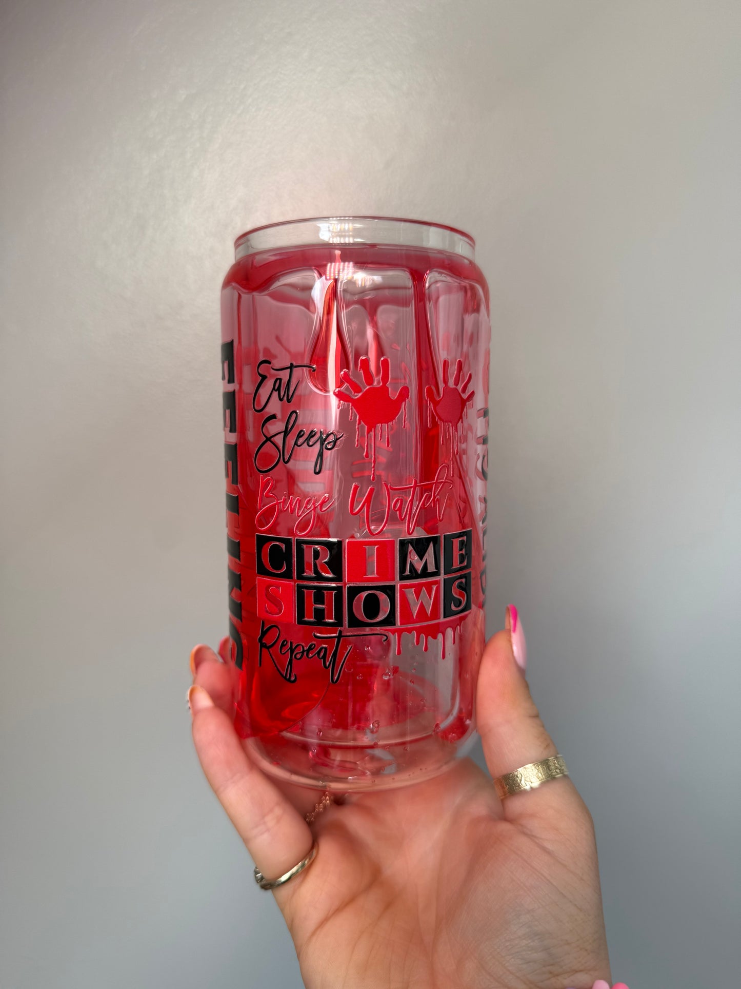 Blood Drip Crime Shows Glass Can