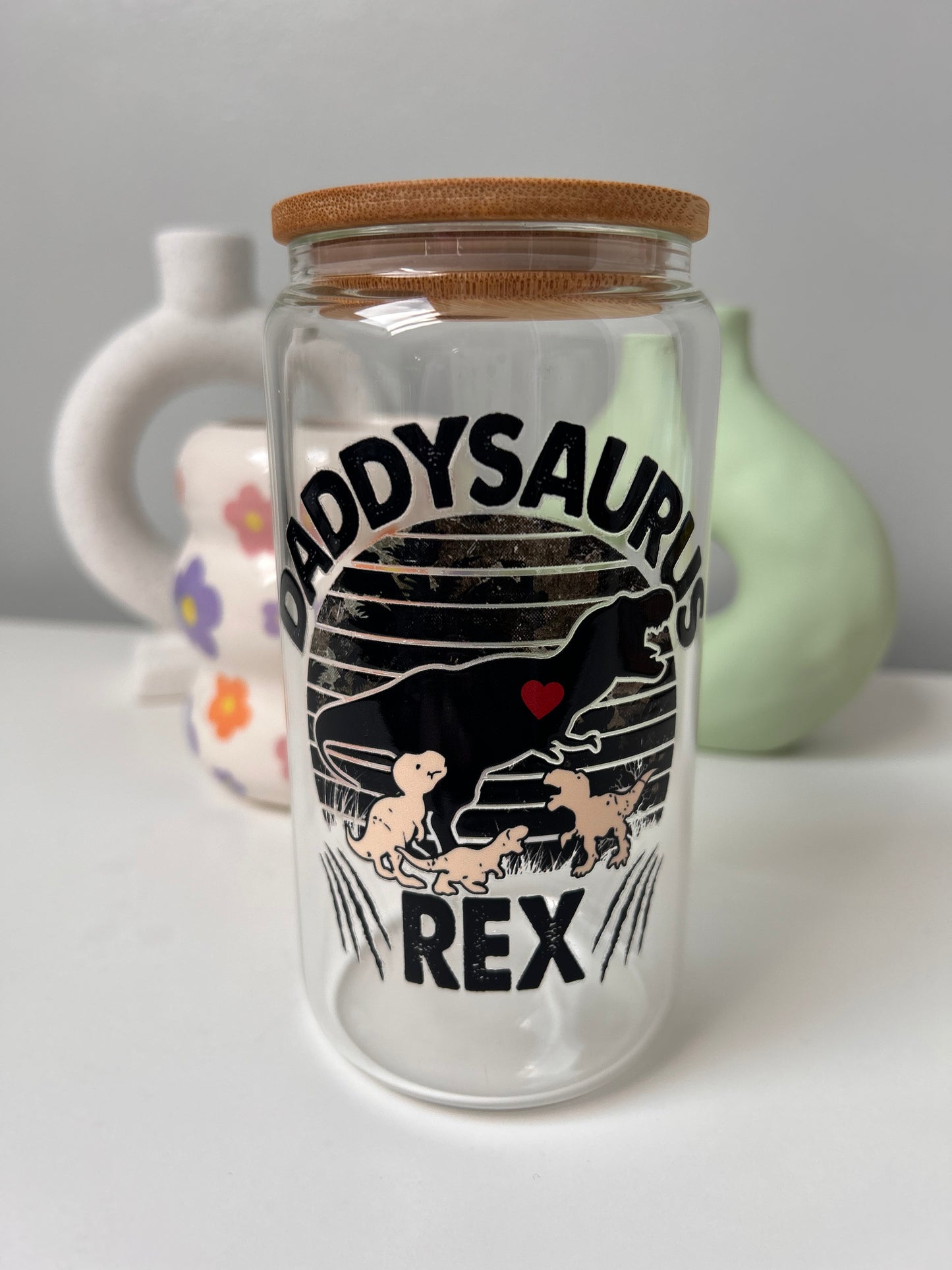 Daddysaurus Rex Glass Can