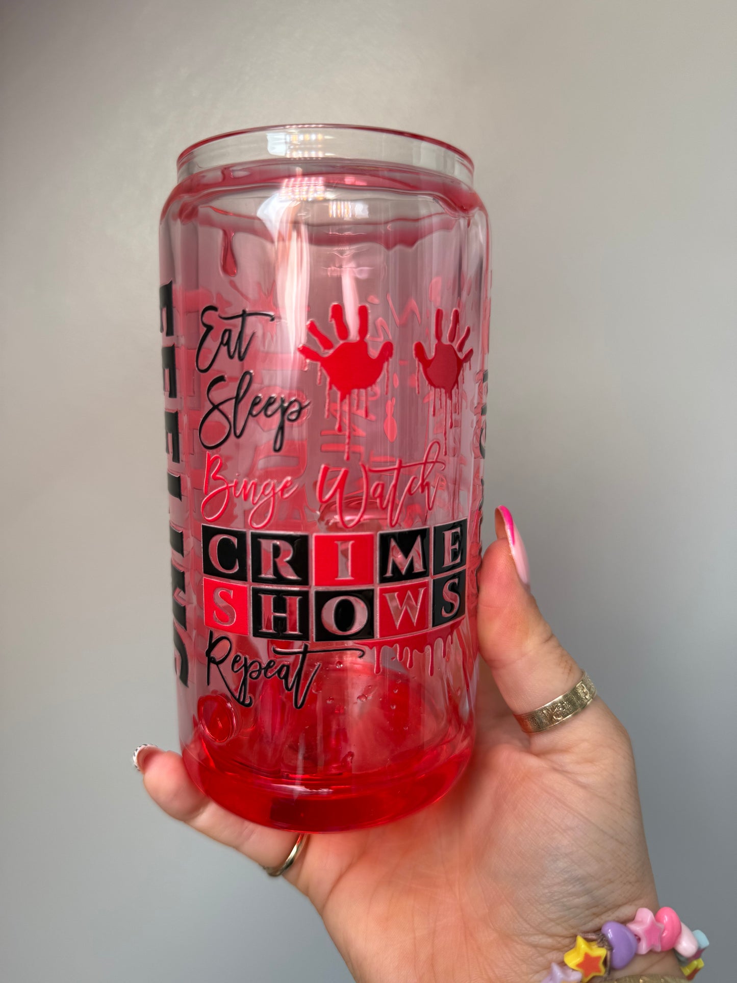 Blood Drip Crime Shows Glass Can