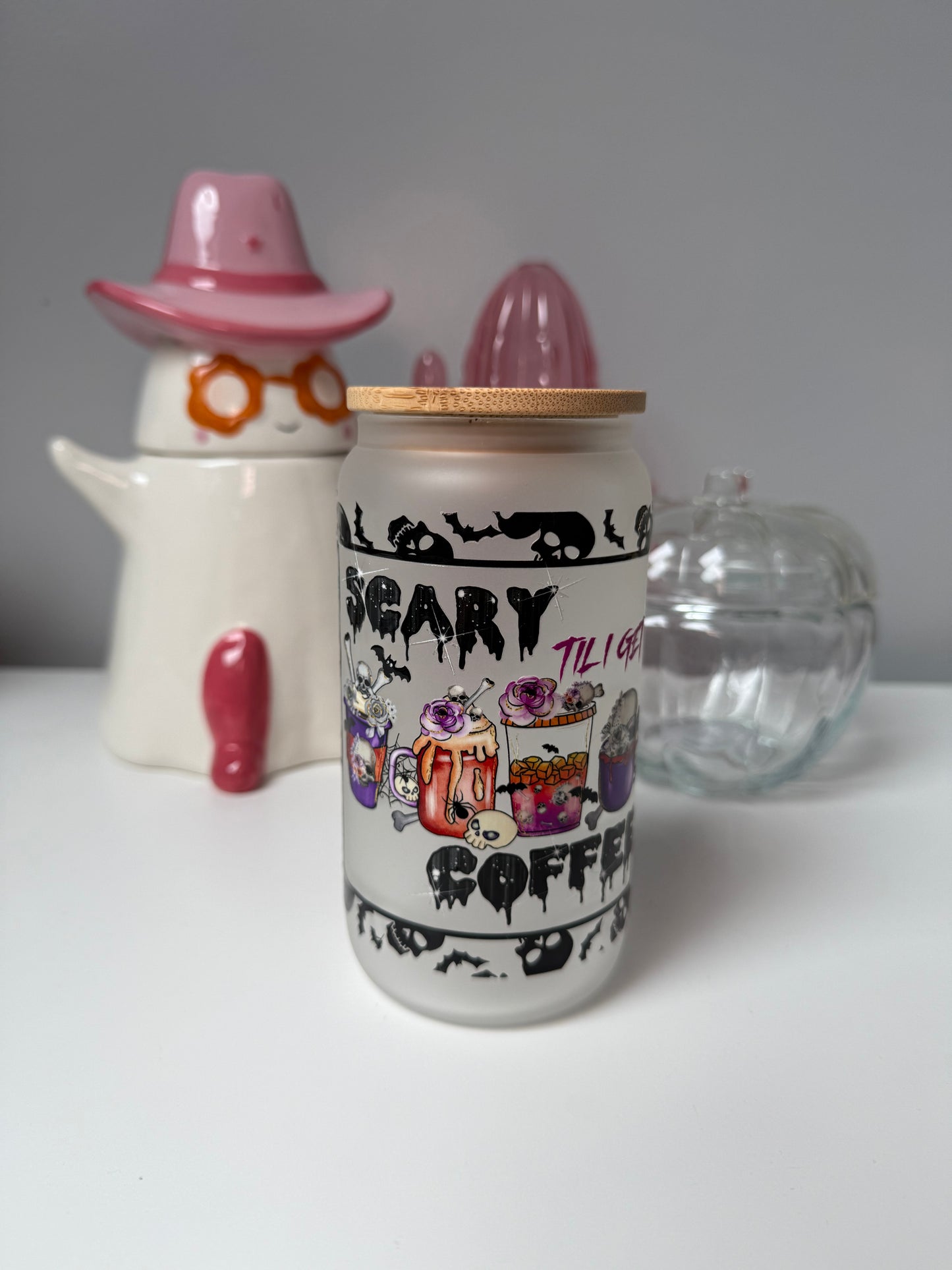 Scary til I get Coffee Oopsie Glass Can