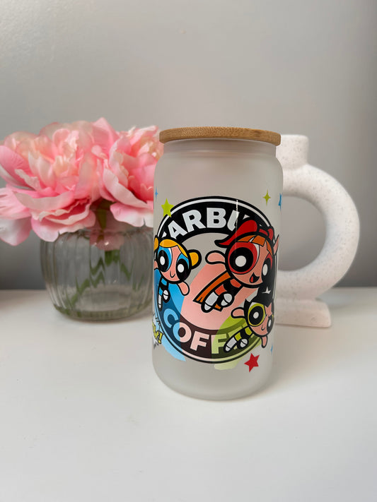 Fighting Powerpuff Girls Glass Can