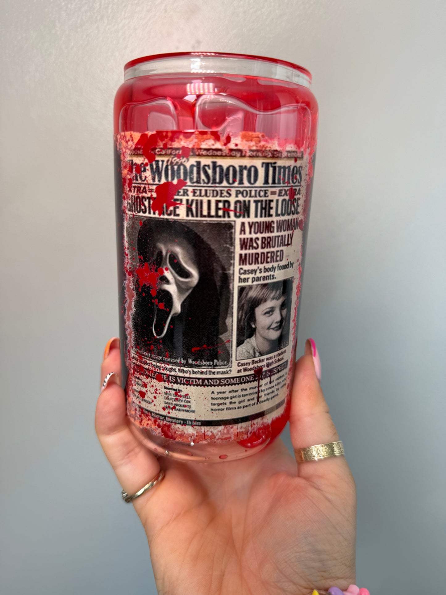Blood Drip Scream Glass Can