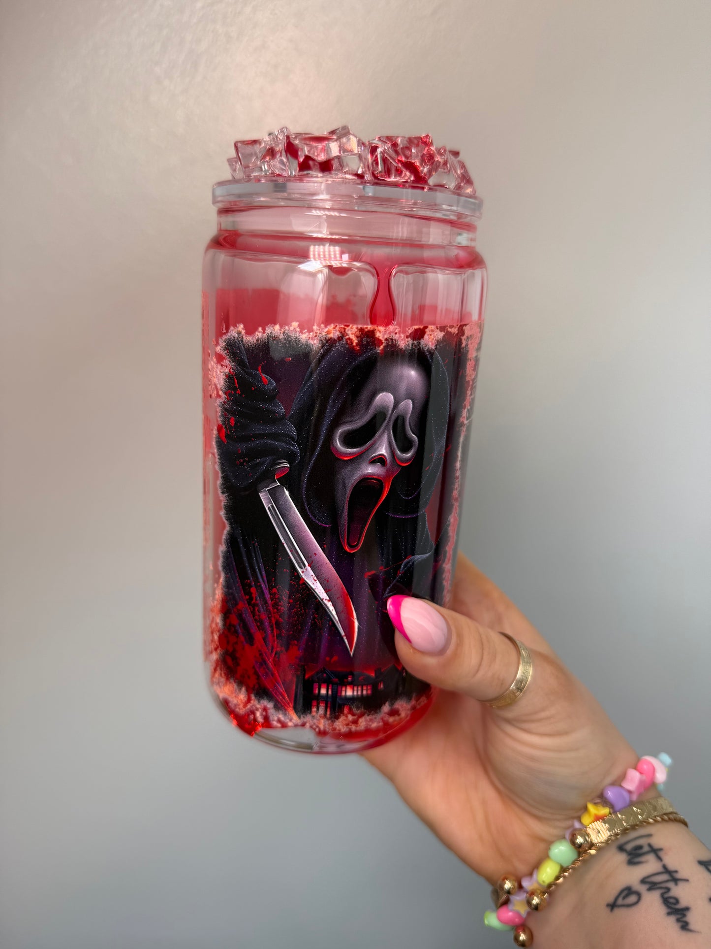 Blood Drip Scream Glass Can