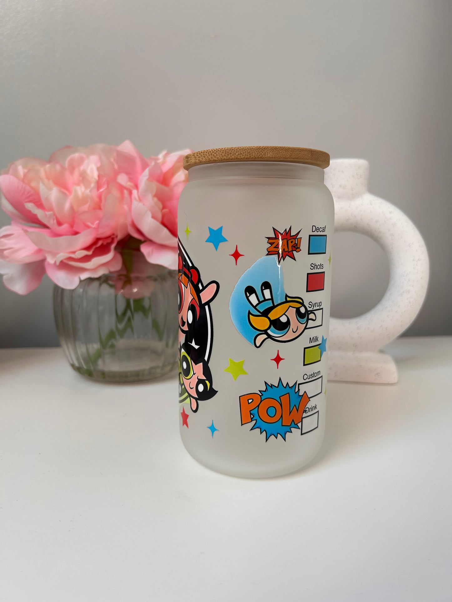 Fighting Powerpuff Girls Glass Can