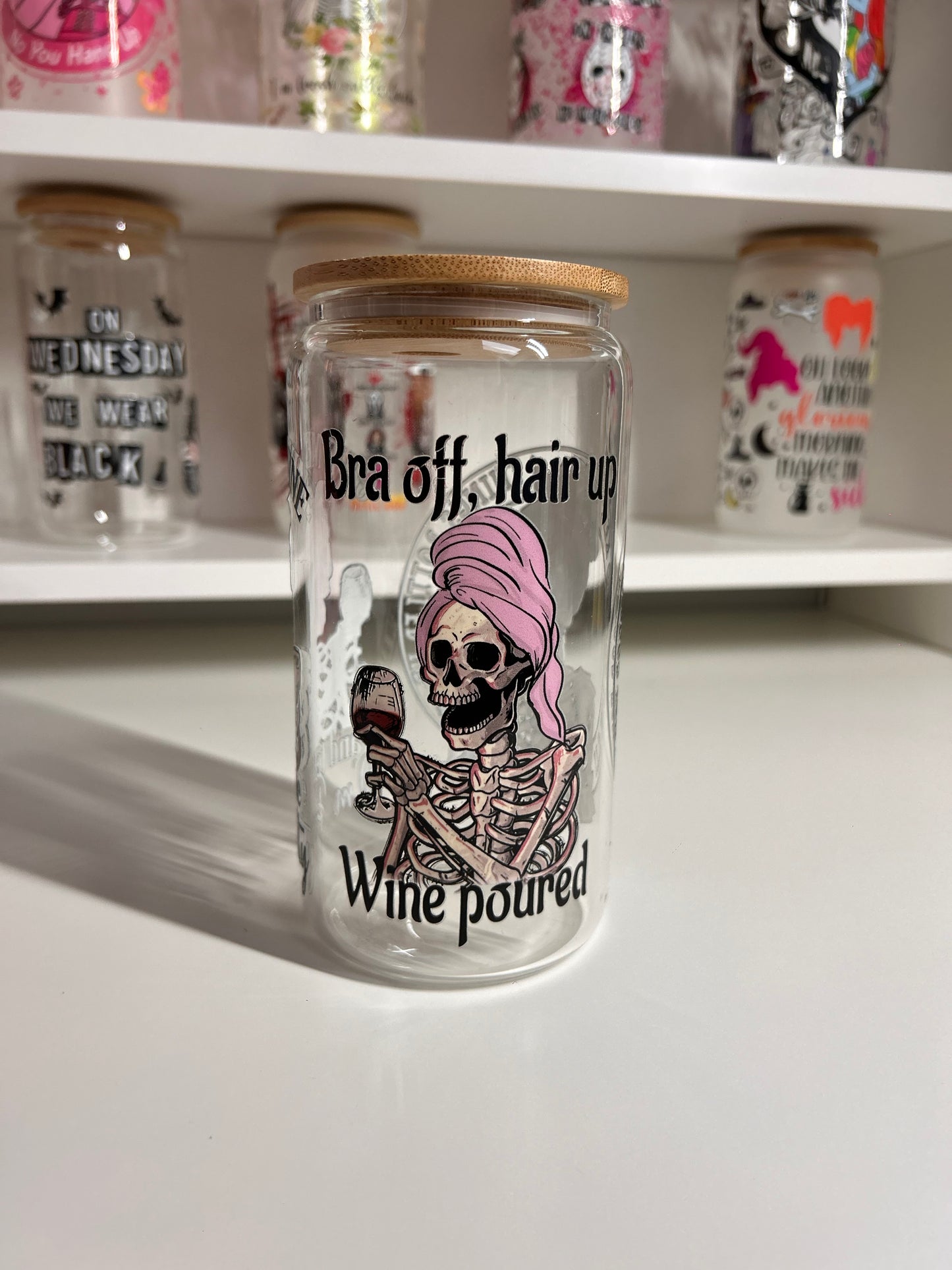 Skeleton Wine Oopsie Glass Can