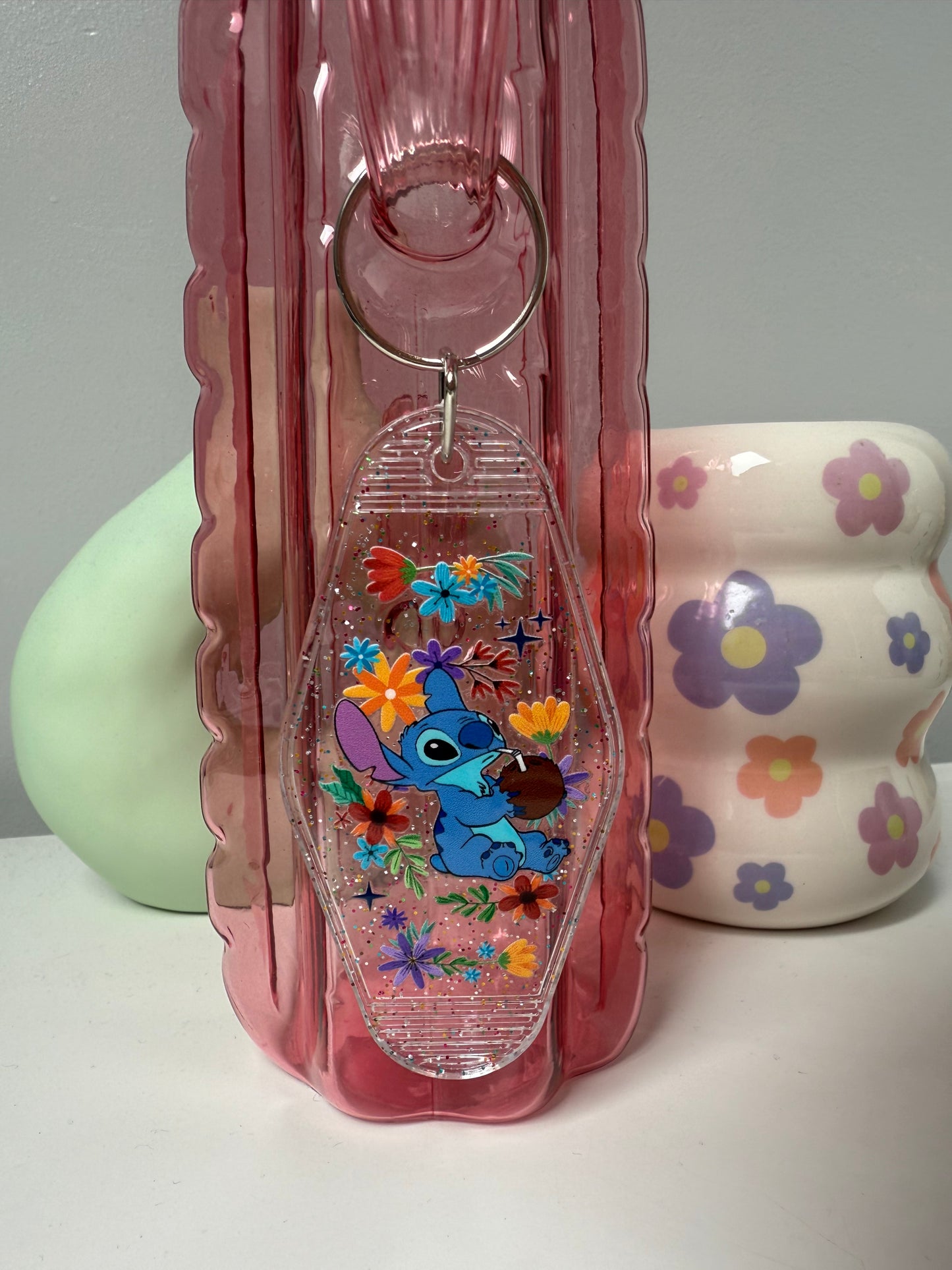 Drinking Stitch Summer Keyring