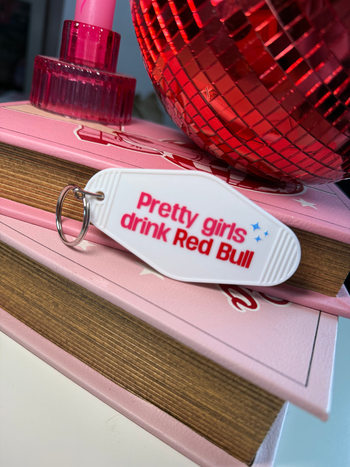 Pretty Girls Drink Red Bull Keyring