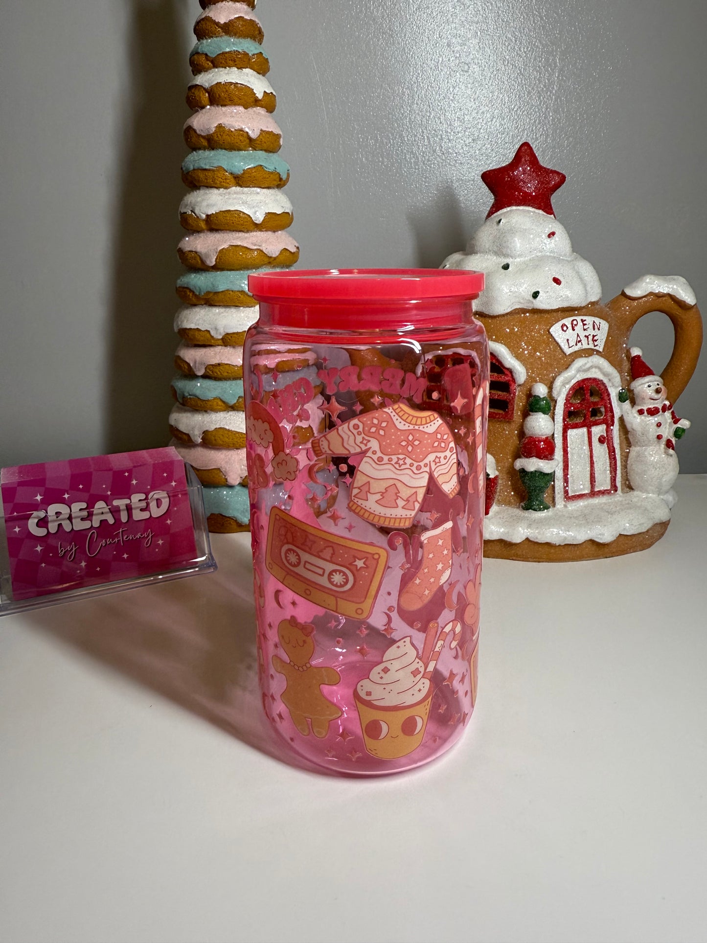 Pink Merry Christmas Plastic Cup