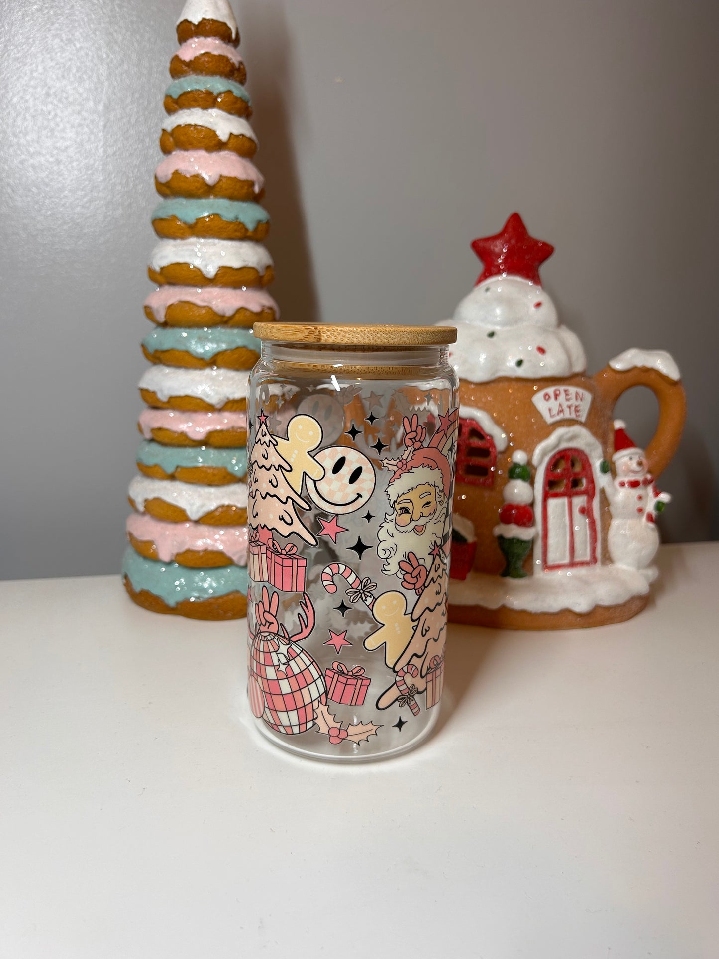 Retro Disco Christmas Glass Can