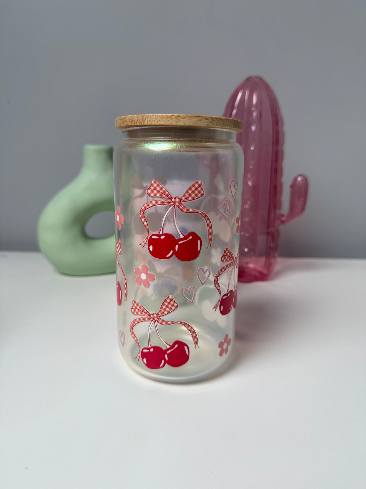 Cherry & Bows Glass Can