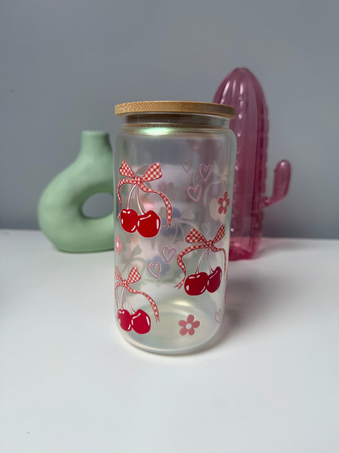 Cherry & Bows Glass Can