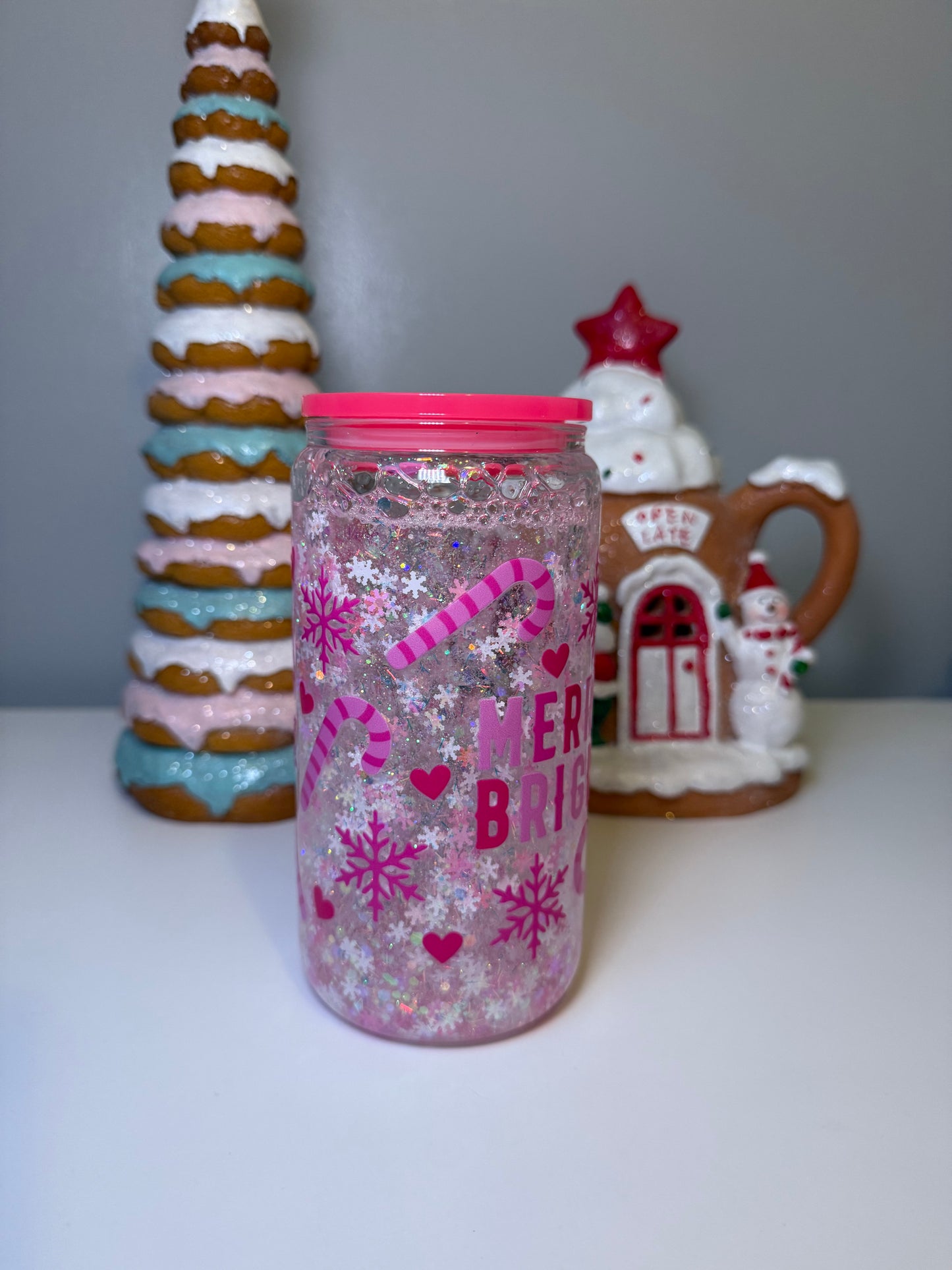 Merry and Bright Snowglobe Glass