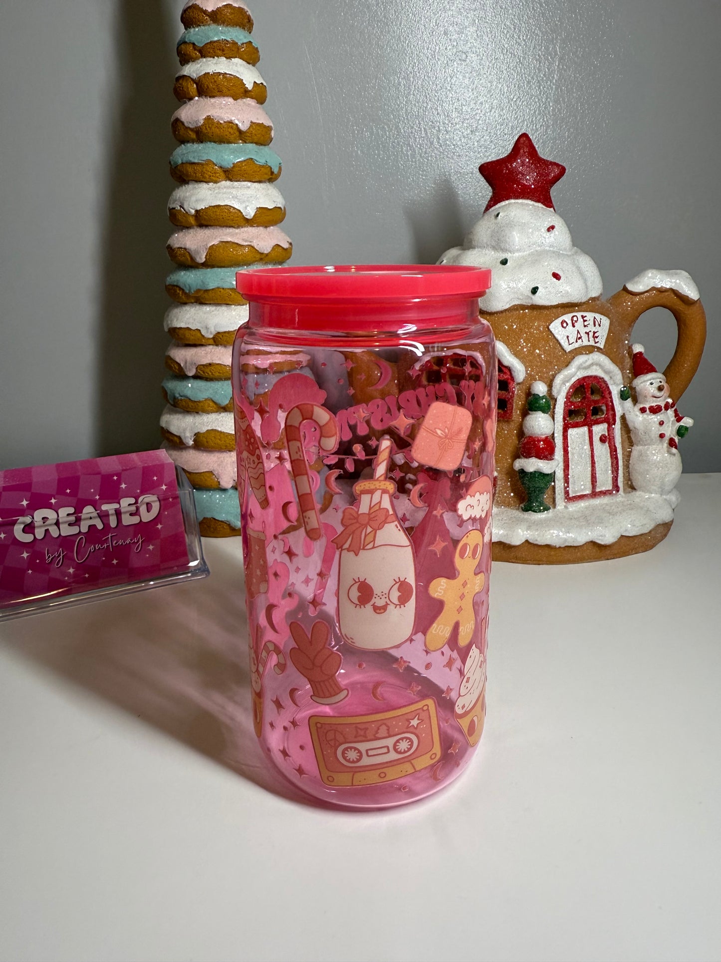 Pink Merry Christmas Plastic Cup