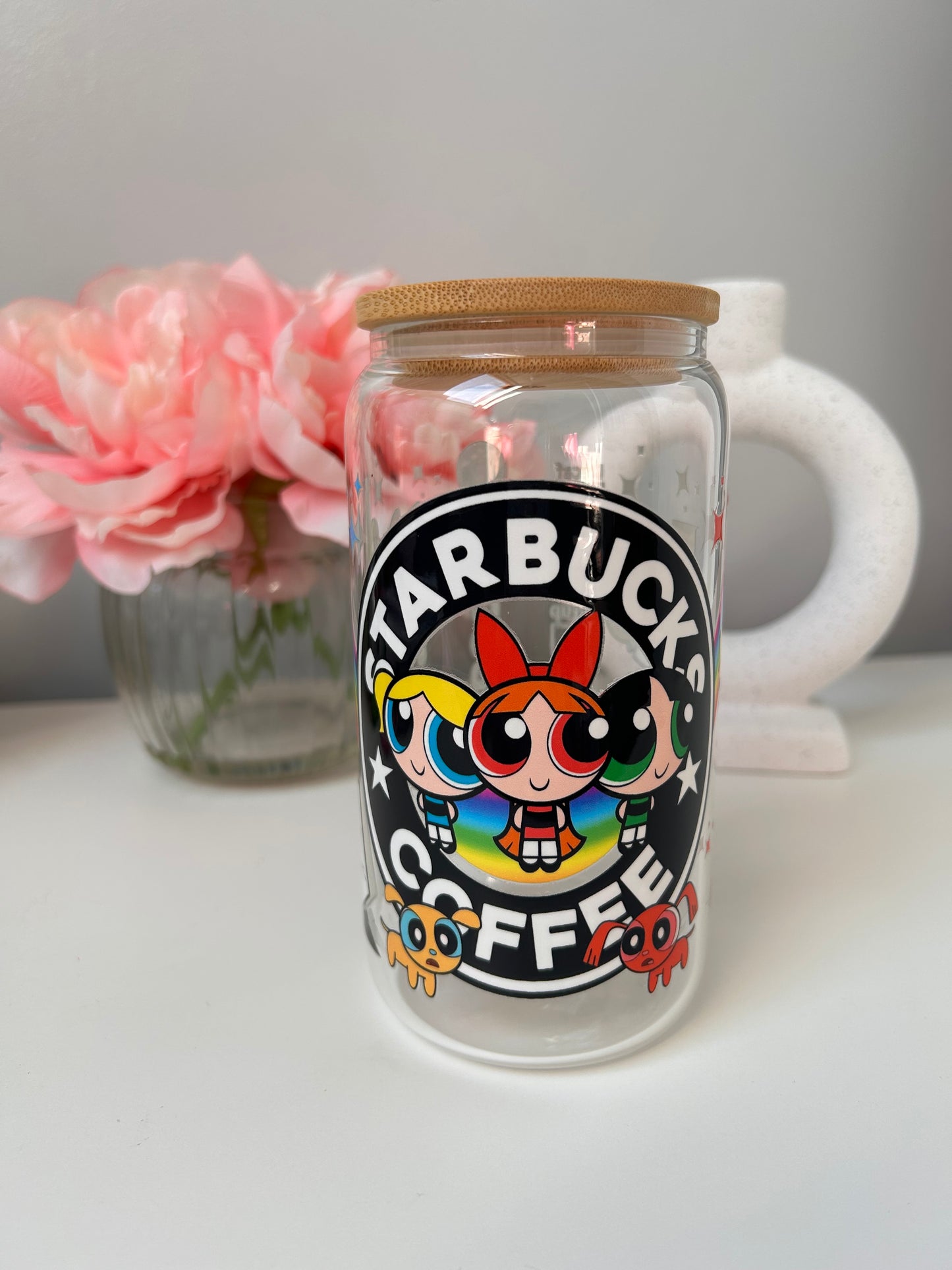 Cute Powerpuff Girls Glass Can