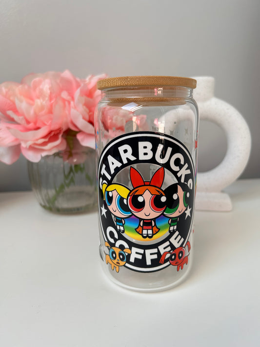 Cute Powerpuff Girls Glass Can