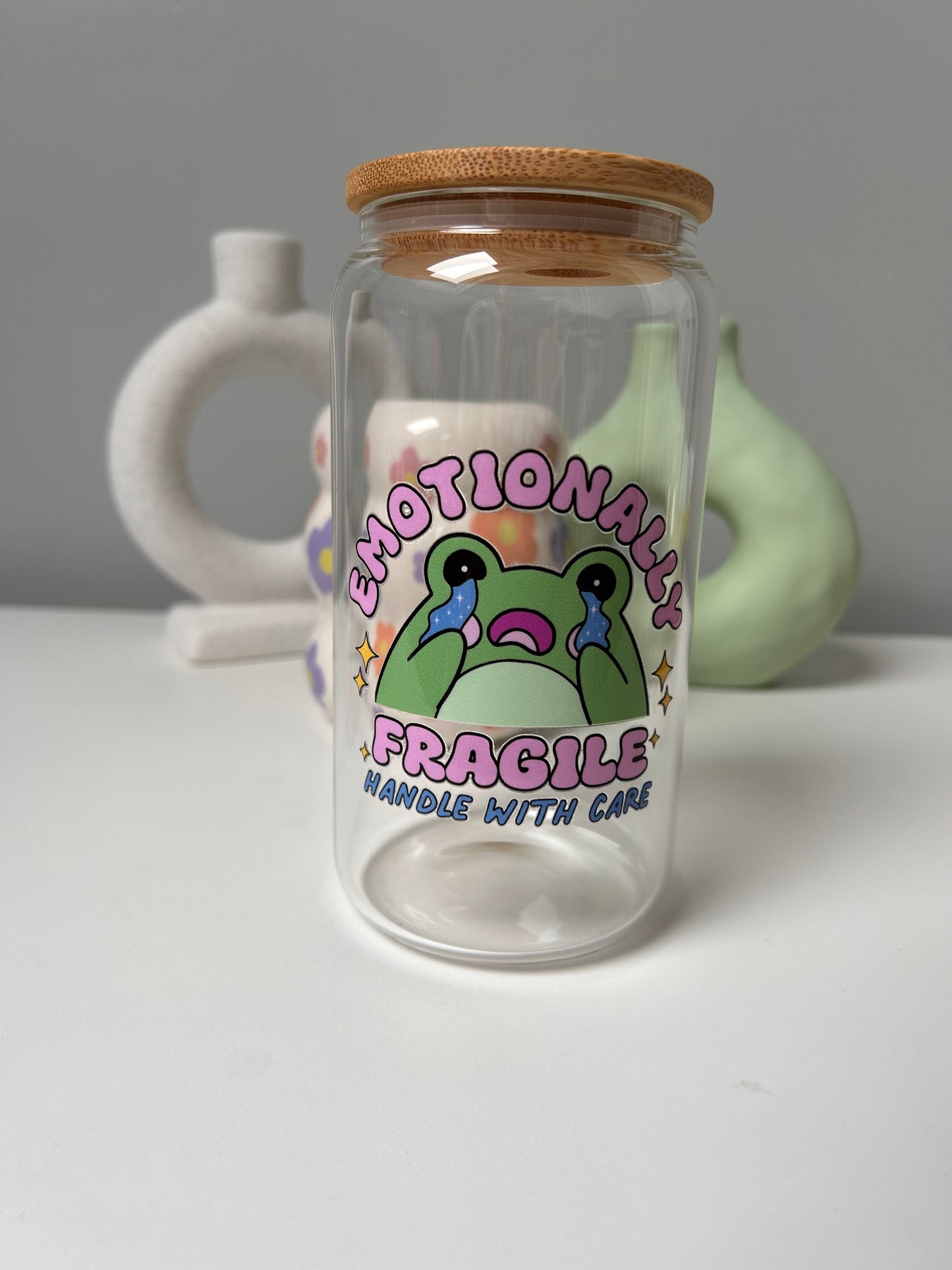 Emotionally Fragile Handle With Care Glass Can