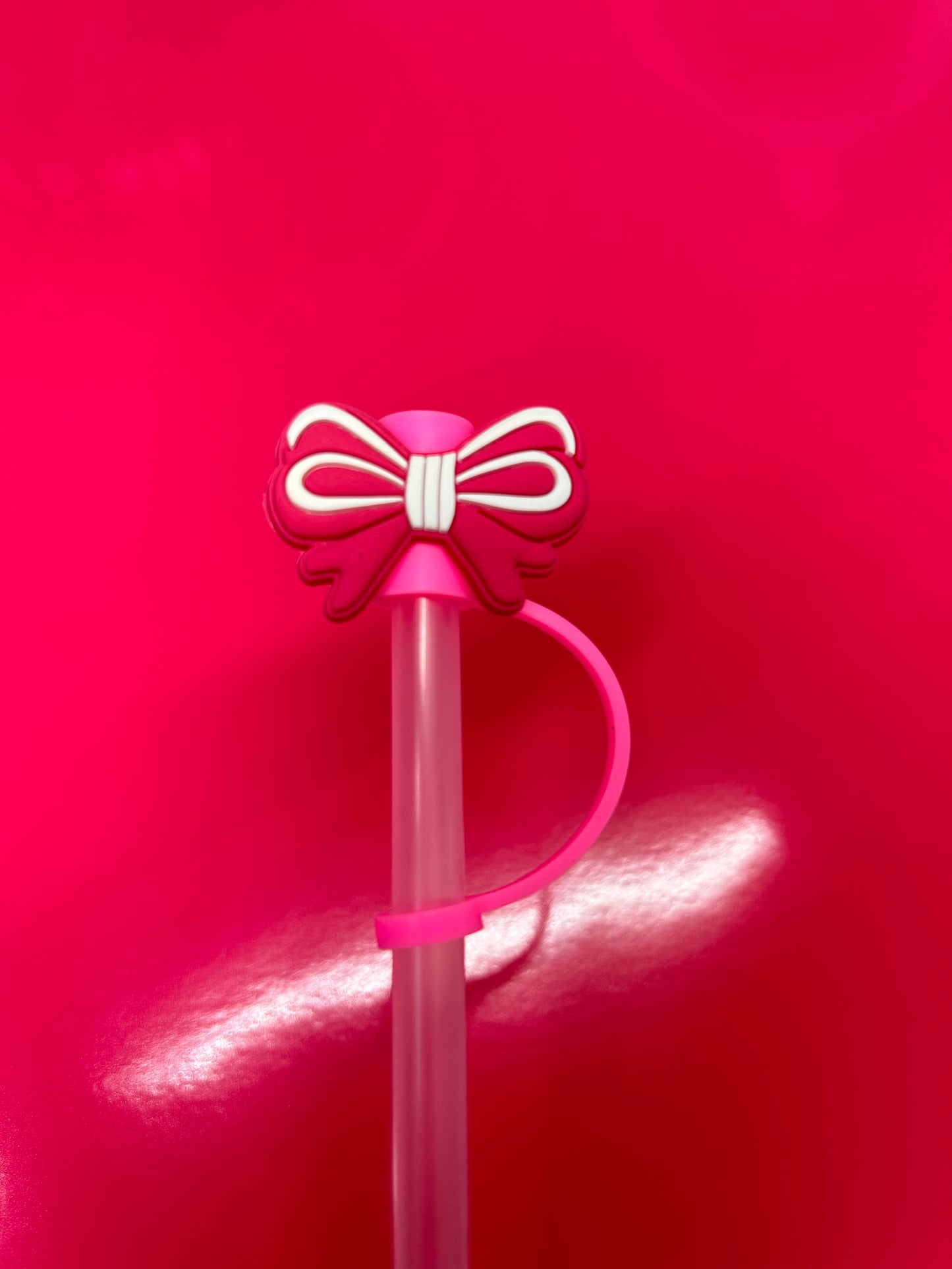 Pink Bow Straw Topper